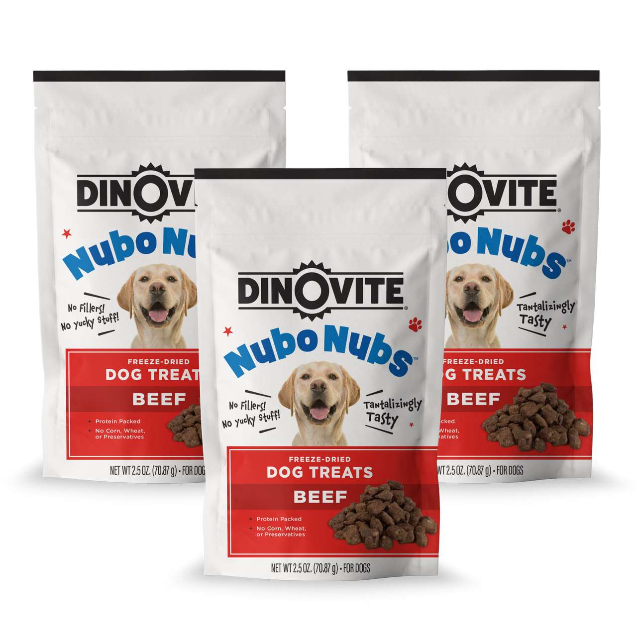 Freeze Dried Dog Treats 3-Pack NubONubs from Dinovite Dinovite